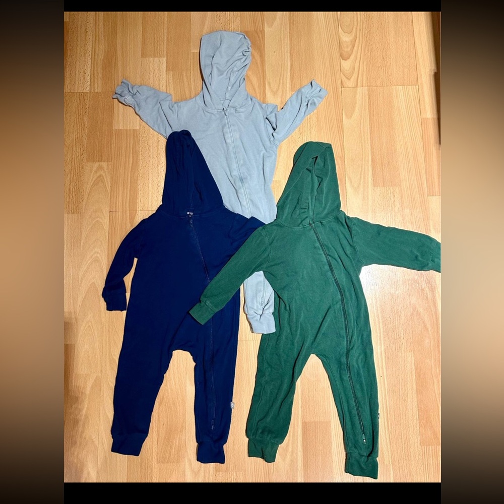 Kyte Baby 12-18m - Bamboo Jersey Zippered Romper with Hood - set of 3